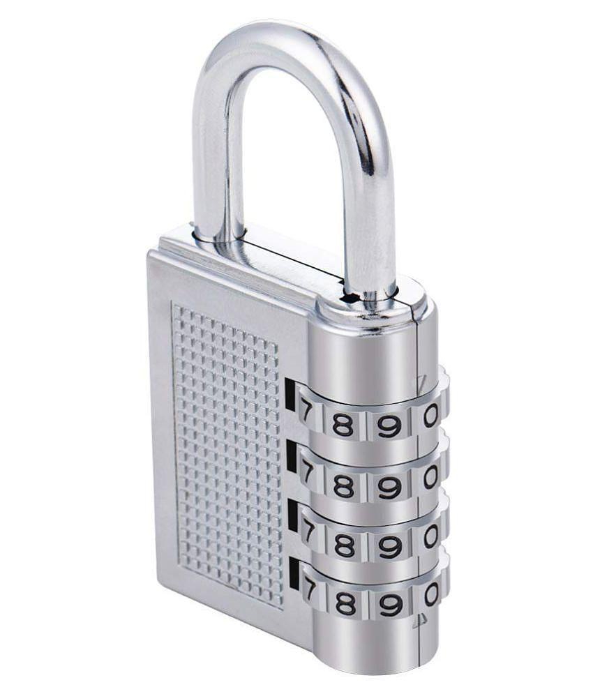 Combination 4-Digit Safe Painted PIN Hand Bag Shaped Combination Stainless Steel Padlock Lock for Home/Shop/Office/Store/ Farmhouse (Silver, Color May Vary, 79 x 40 x 18mm)