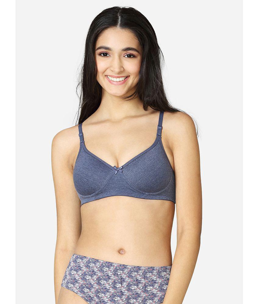 VStar - Navy Blue Cotton Blend Lightly Padded Women's T-Shirt Bra ( Pack of 1 ) - None