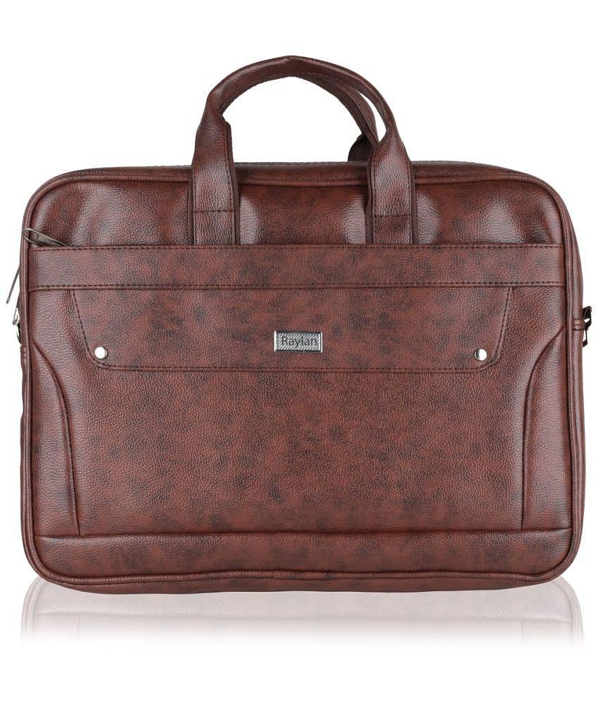 Raylan - Brown Textured Messenger Laptop Bag - Brown