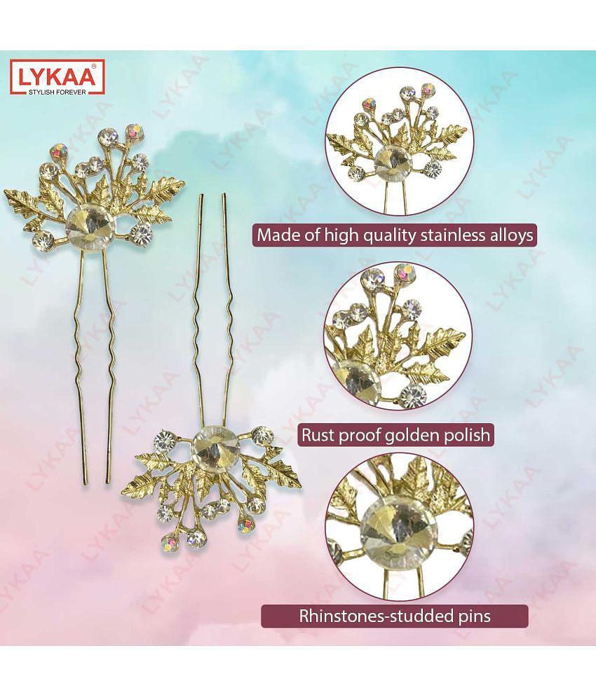 Trendy Men LYKAA Flower Hair Clips for Women Girls, Stylish Rhinestones Bun Hairpin Crystal Pear