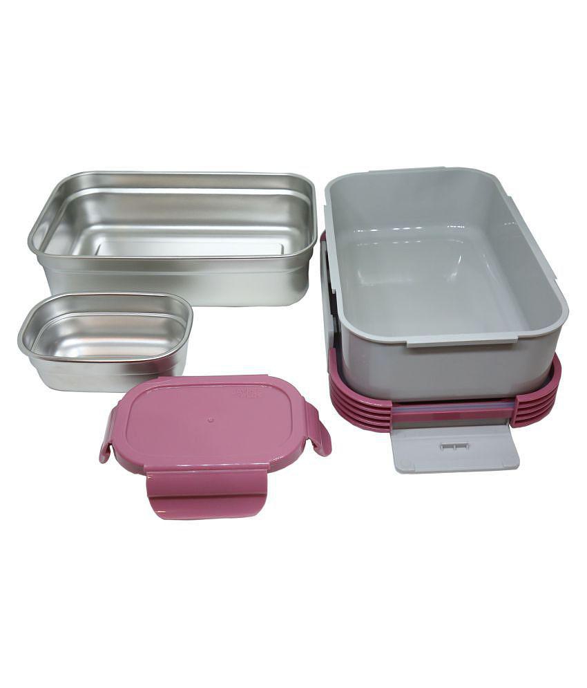 Jaypee Plus Stainless steel lunch box Taurus- 2 Pieces  900 ml  Pink