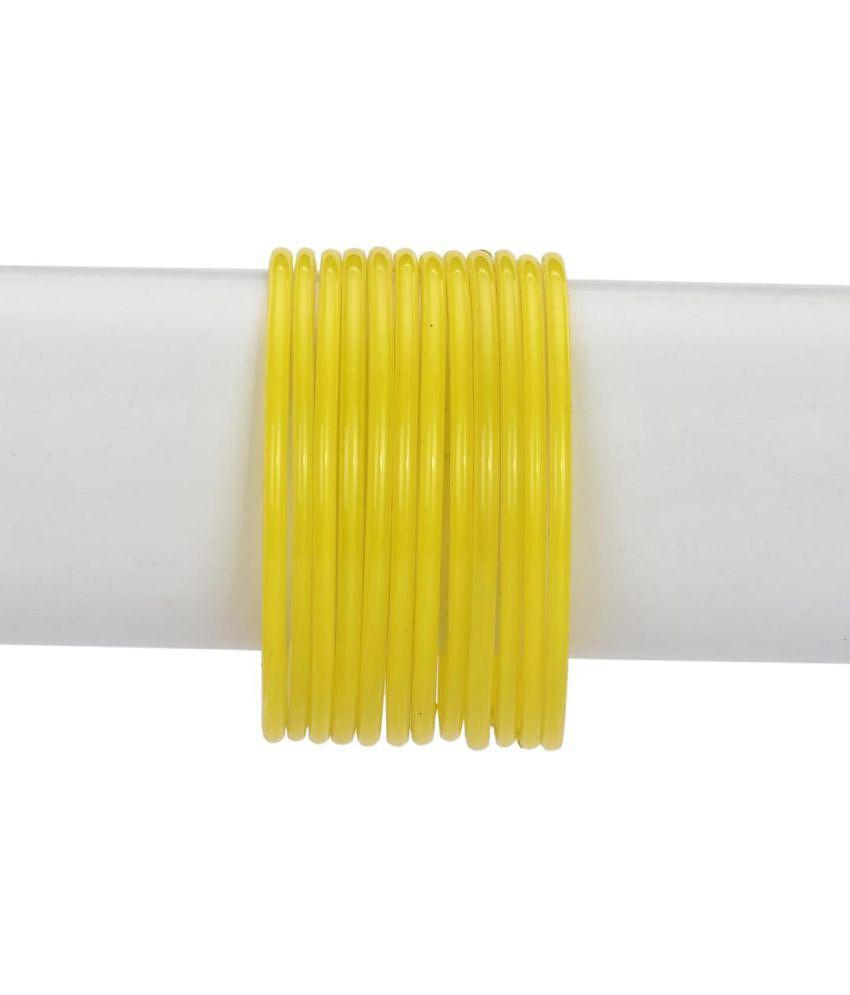 Top Men Somil Yellow Bangle Set ( Pack of 12 ) - None 2025 at ShopCircuit | ONDC