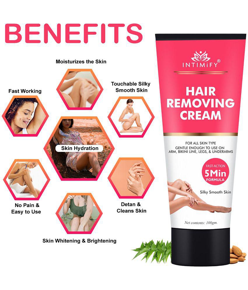 Intimify Hair Removal Cream for Smooth Skin, Hair Removal Cream Skin Whitening & Brightening 100 g Pack of 2