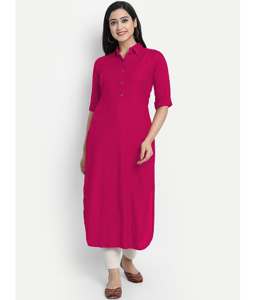 Elegant Women CARTSHOPY - Pink Rayon Women's Straight Kurti ( Pack of 1 ) - None 2025 at ShopCir