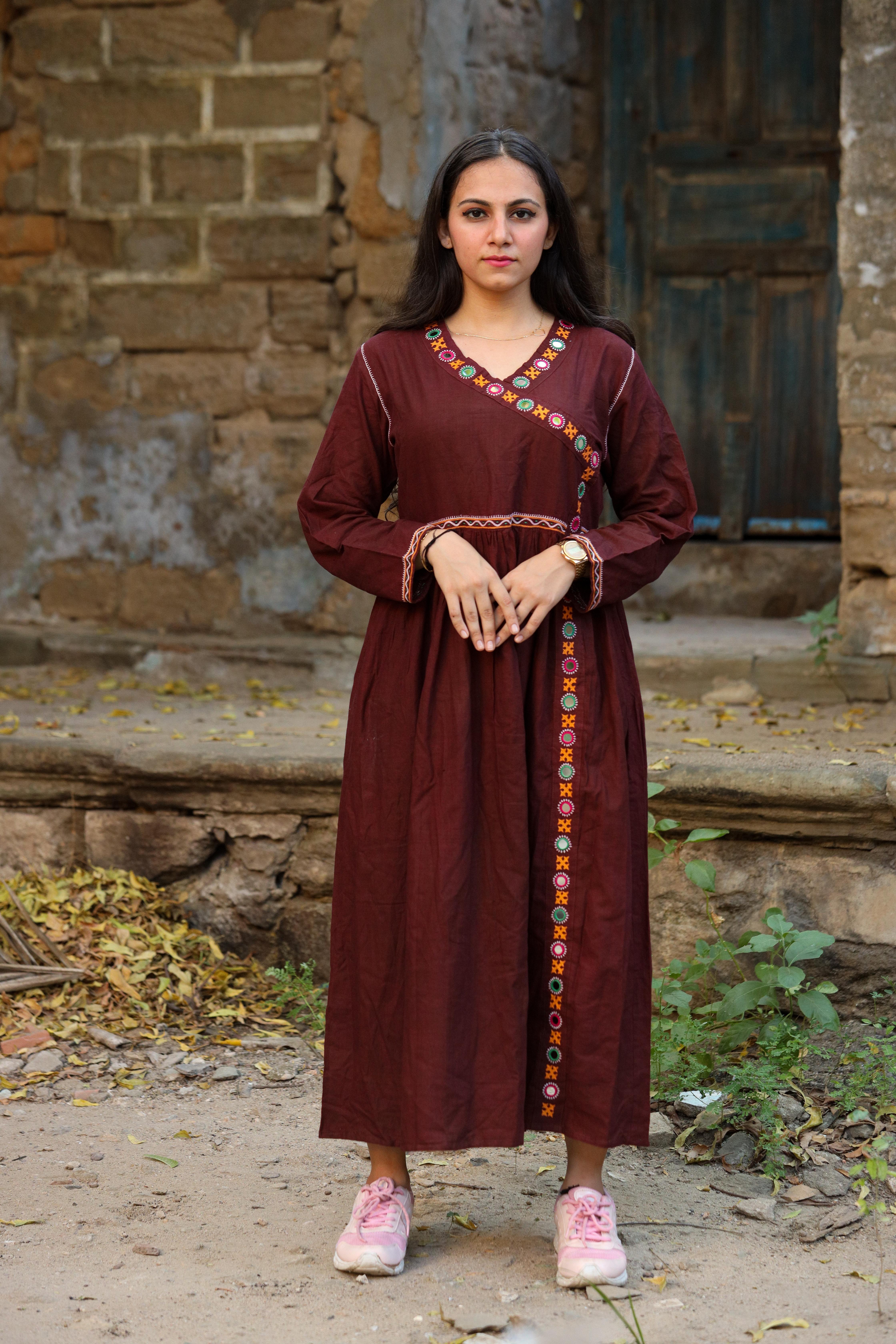 Adya Brown Rebari Khadi Kurti - m