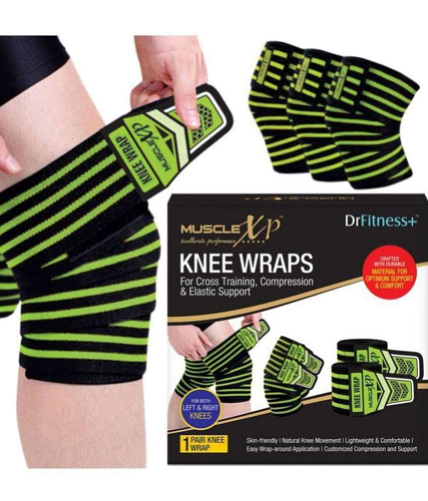 MuscleXP - Black Fiber Knee Wrap ( 1 Pair ) - One Size