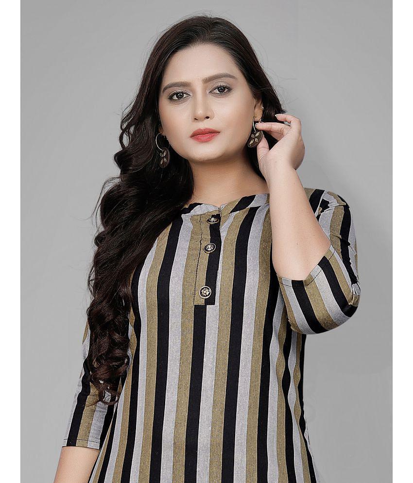 Buy Online Plo Lerkiza - Black Cotton Women''s Straight Kurti ( Pack of 1 ) - None