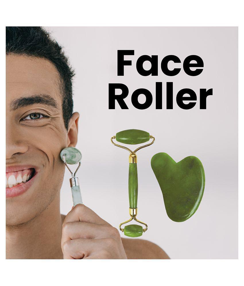 Mars by GHC Jaderoller_1 jade roller with gua sha | face toning & serum application| For men & women Massager (Green)