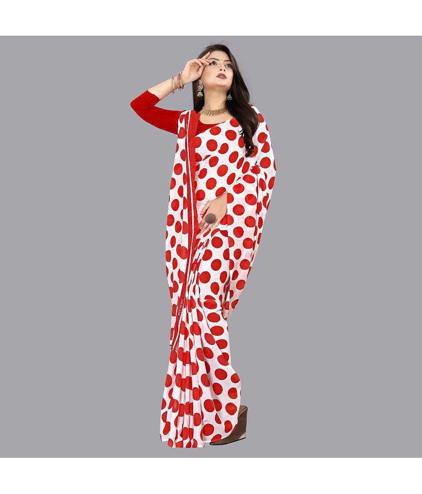 Anand Sarees - Red Georgette Saree With Blouse Piece ( Pack of 1 ) - Red