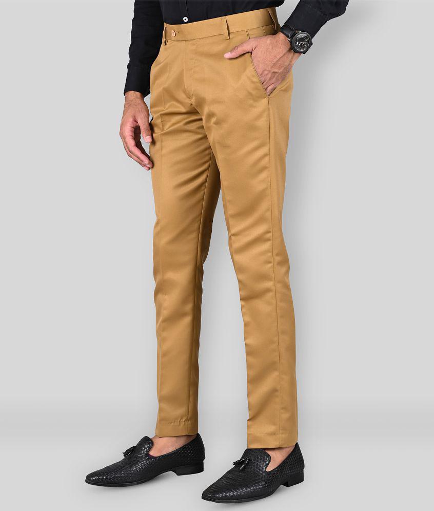 MANCREW - Khaki Polycotton Slim - Fit Men's Formal Pants ( Pack of 1 ) - None