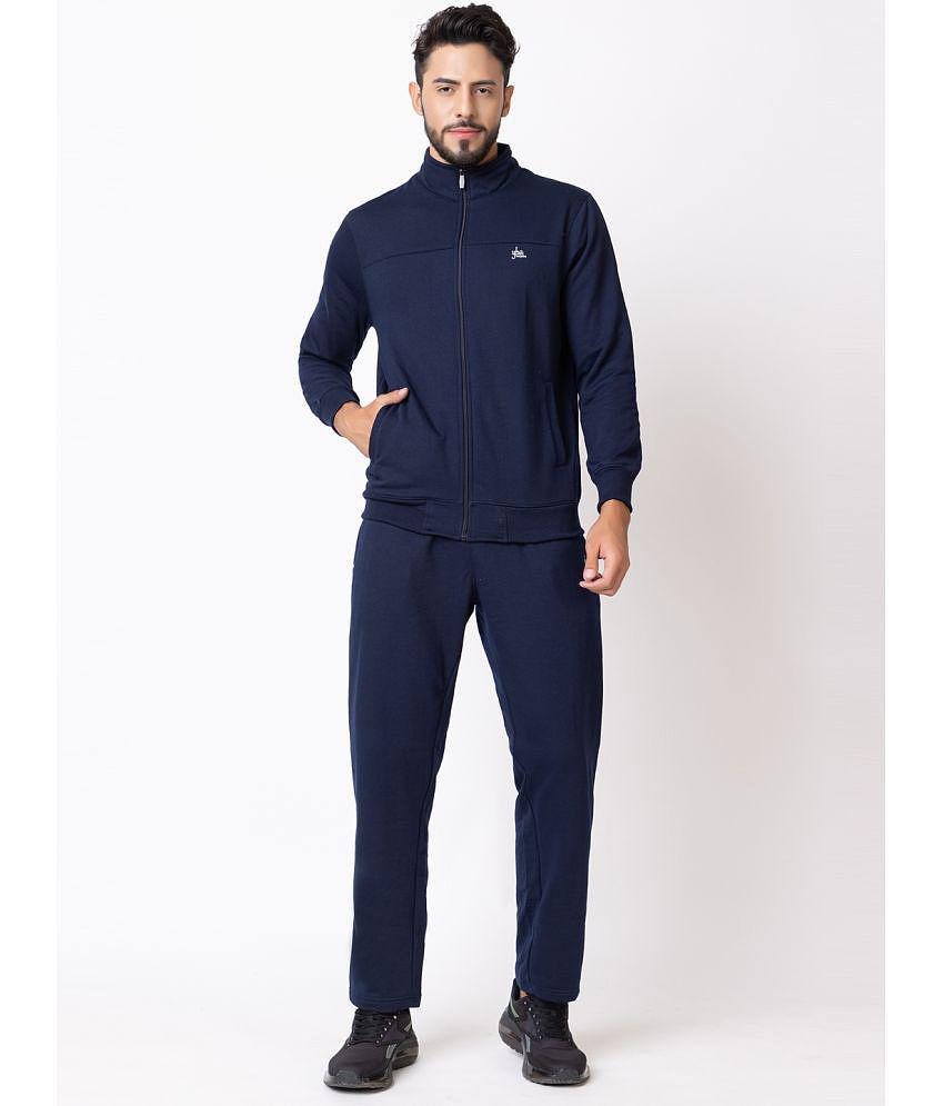 YHA - Navy Blue Fleece Regular Fit Mens Tracksuit ( Pack of 1 ) - L