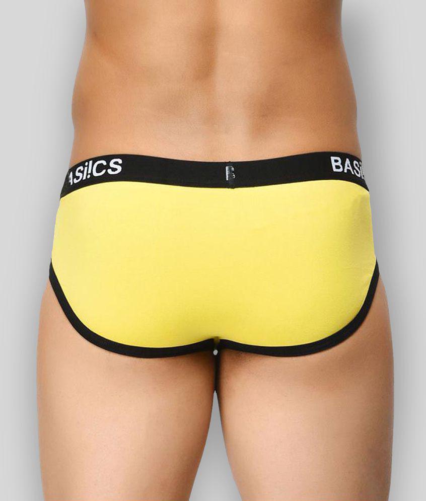 New Men BASIICS By La Intimo - Yellow Cotton Blend Men's Briefs ( Pack of 1 ) - XL 2025 at ShopC