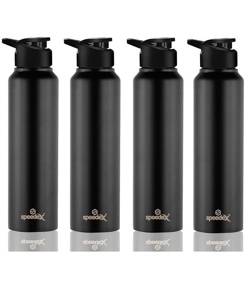 Speedex Simplex Sipper Cap Black 1000 mL Steel Fridge Bottle set of 4 - Black