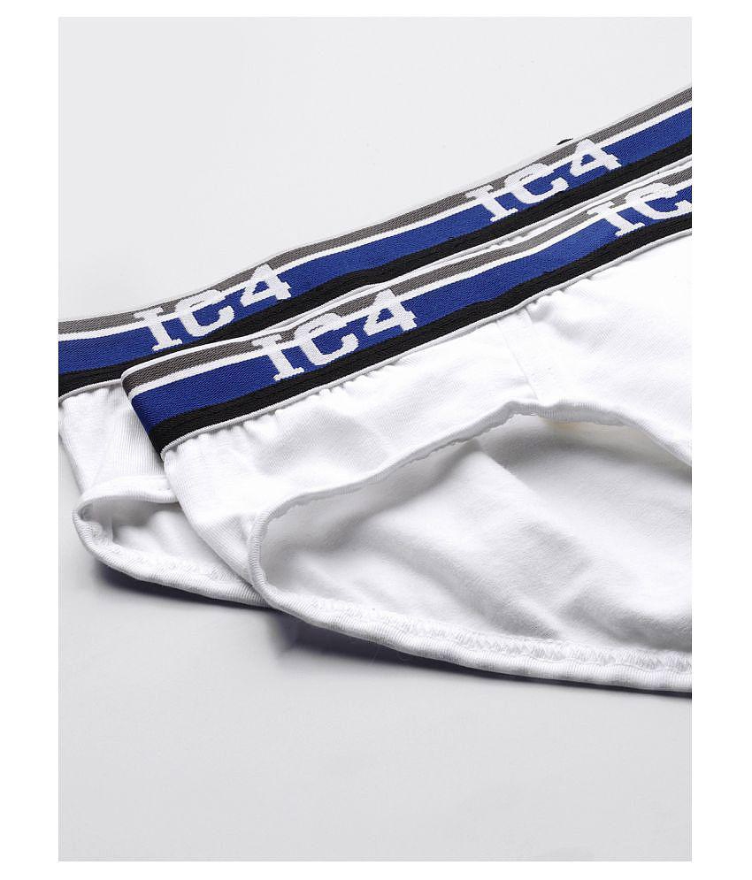 IC4 - White Cotton Blend Men's Briefs ( Pack of 2 ) - XL