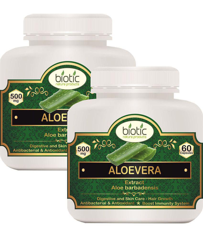 Biotic Aloevera Capsules (Aloe barbadensis) Extract 500mg Capsule 120 no.s Pack of 2