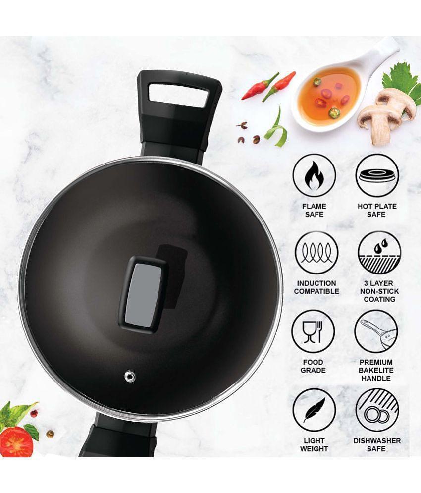 Milton Pro Cook Black Pearl Induction Kadhai, 26 cm / 3.4 Litre