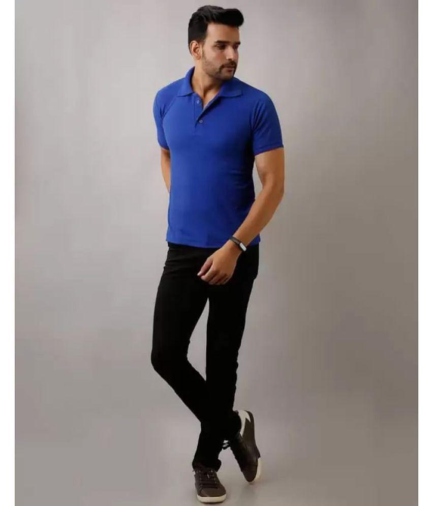 SKYRISE - Blue Cotton Blend Slim Fit Men's Polo T Shirt ( Pack of 1 ) - None