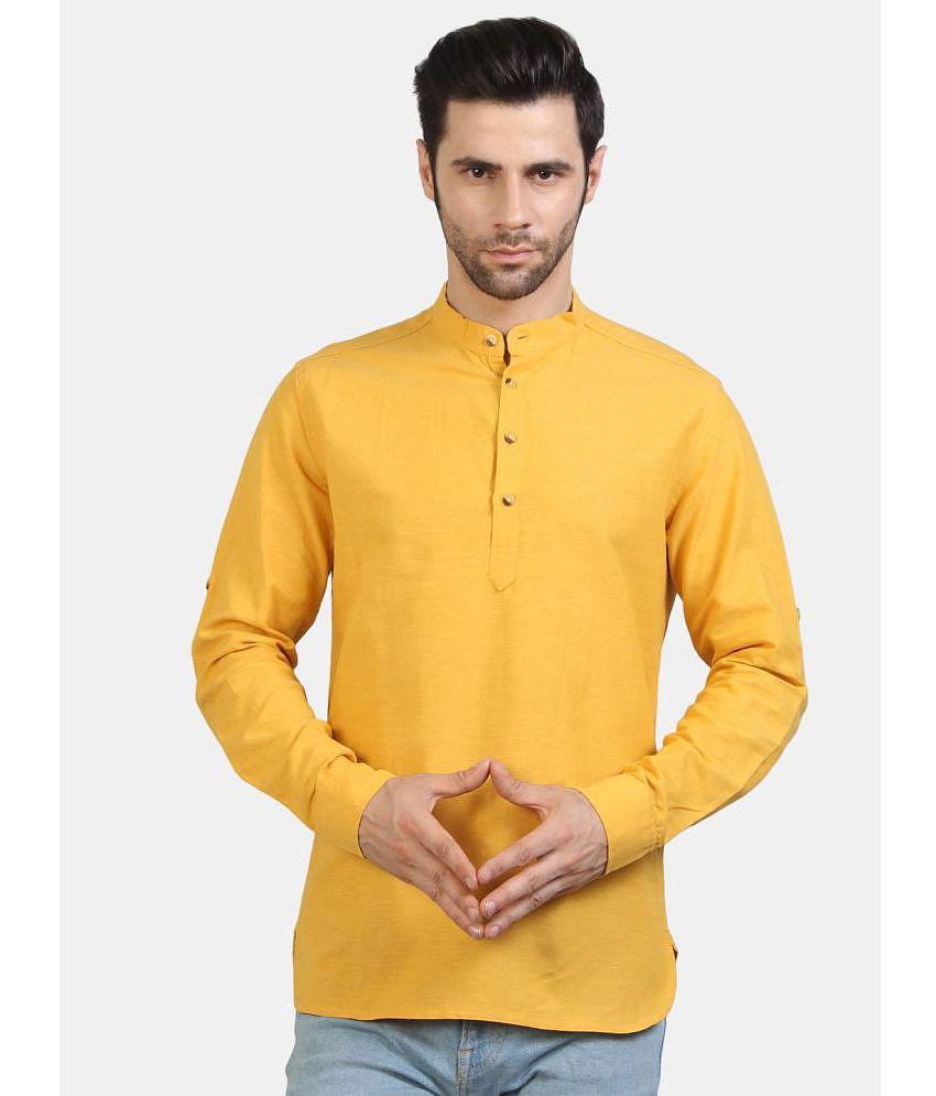 liferoads - Mustard Cotton Men's Shirt Style Kurta ( Pack of 1 ) - None