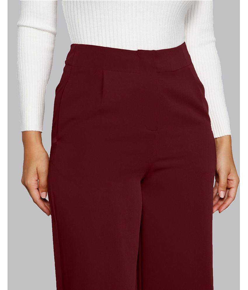 Exclusive Men Addyvero - Maroon Cotton Blend Wide Leg Women's Casual Pants ( Pack of 1 ) - None 
