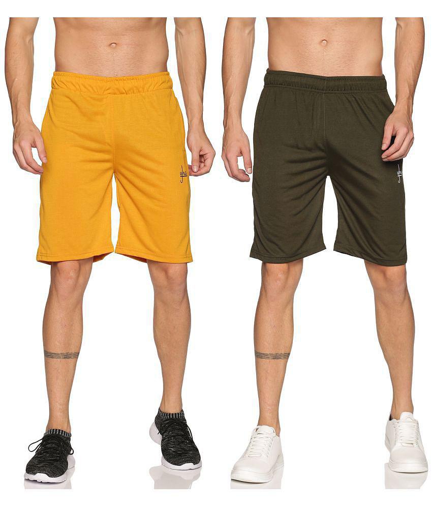 YHA - Cotton Blend Multi Mens Shorts ( Pack of 2 ) - None