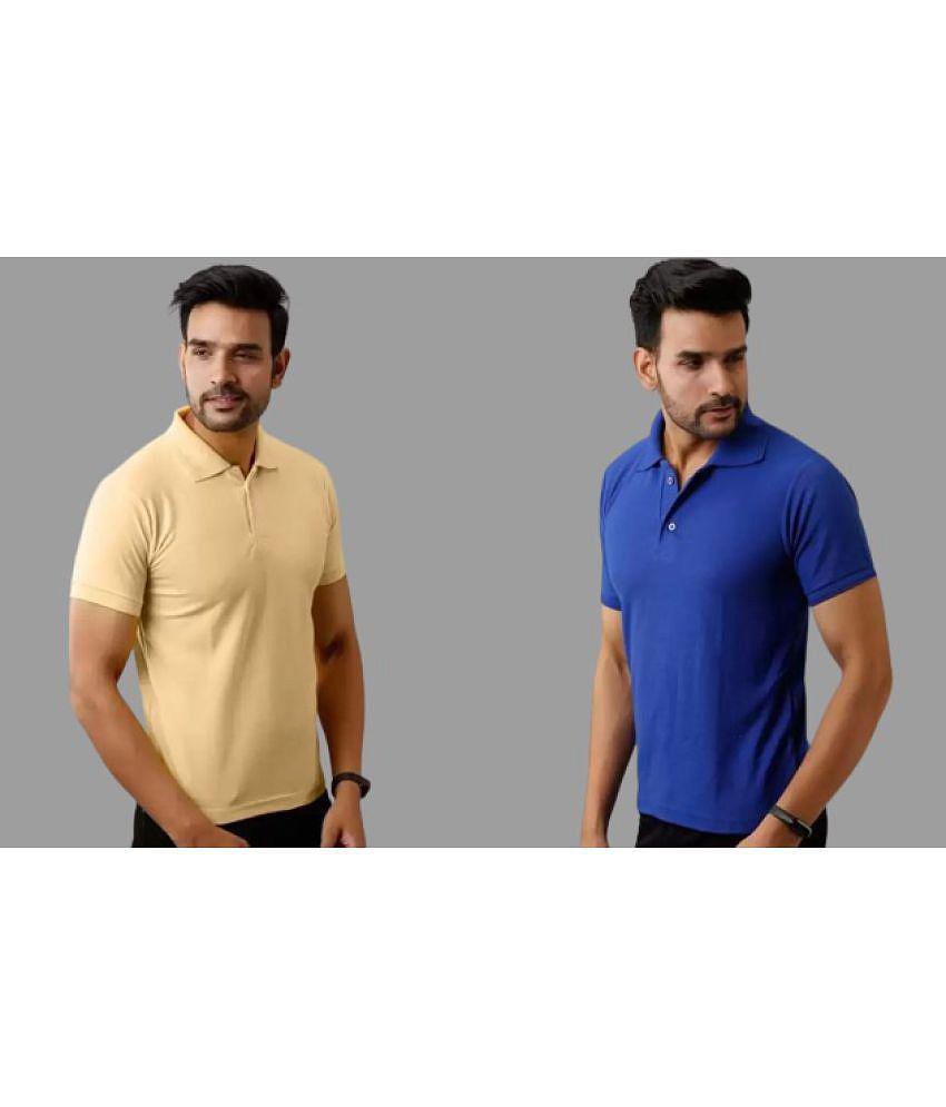 SKYRISE - Multicolor Cotton Blend Slim Fit Men's Polo T Shirt ( Pack of 2 ) - None