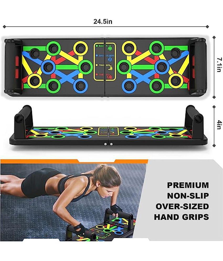 HSP ENTERPRISES Pushup Board with 14-in-one Muscle Toning System, Multifunctional Colour Coded Foldable Push up Board for Body Muscle Training - Multi Color