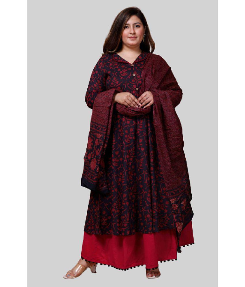 miravan - Maroon Cotton Women''s Anarkali Kurti ( Pack of 1 ) - None