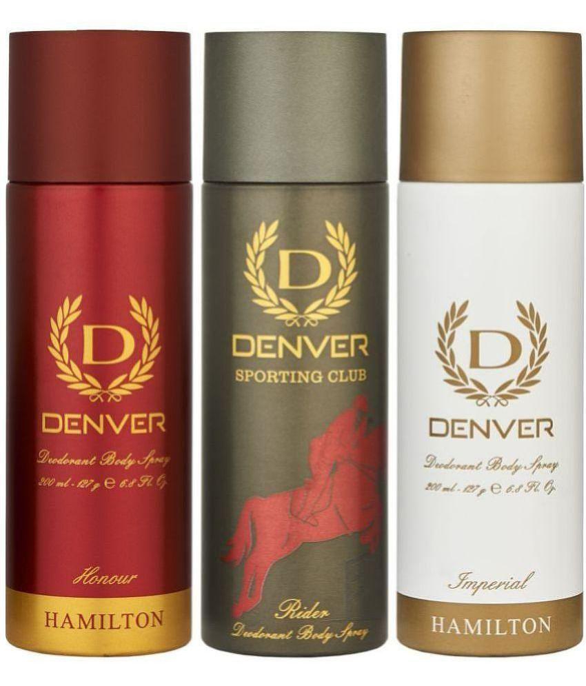 Denver Imperial ,Rider & Honour Deodorant Spray for Men 600 ml ( Pack of 3 )