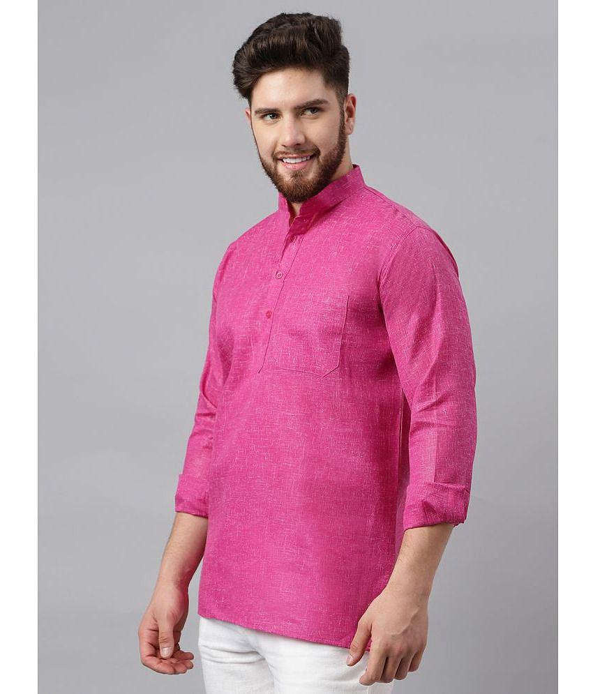 KLOSET By RIAG - Magenta Cotton Men's Shirt Style Kurta ( Pack of 1 ) - None