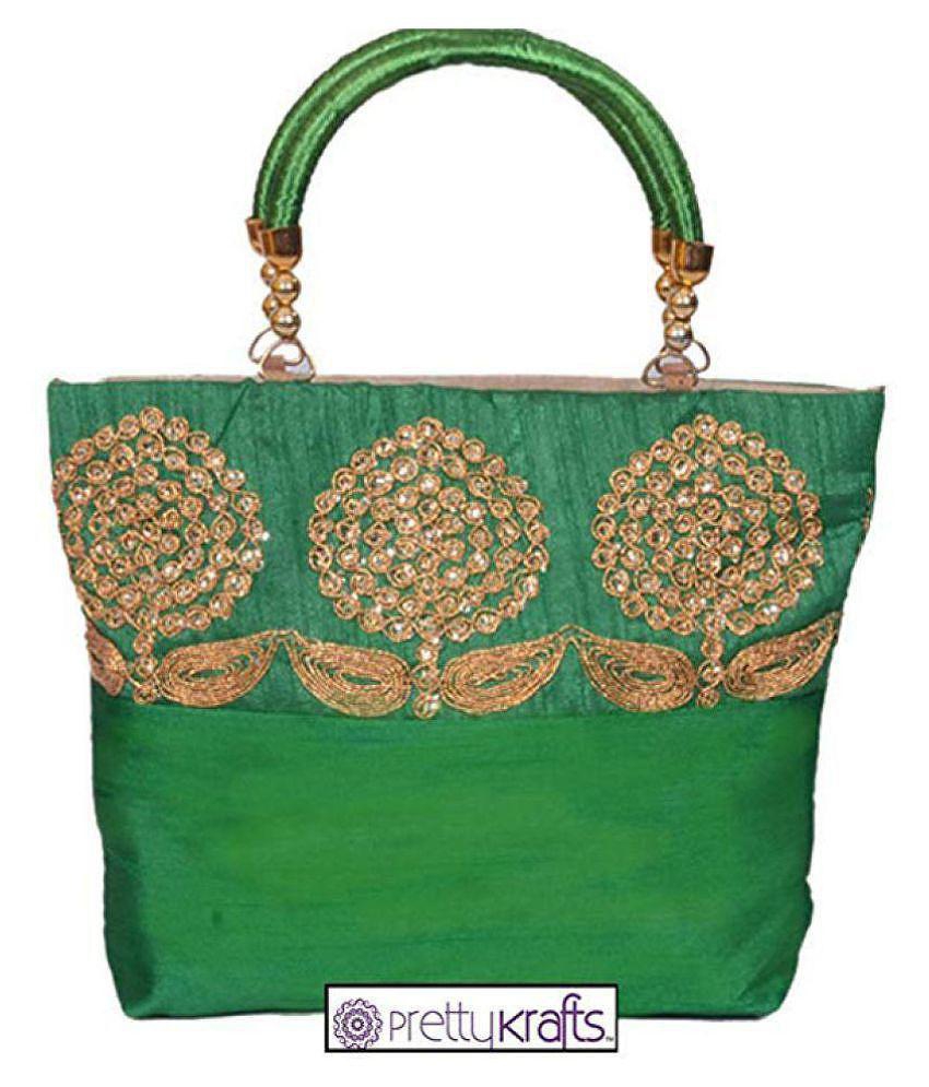 Elegant Men PrettyKrafts Green Cotton Handheld - Green 2025 at ShopCircuit | ONDC