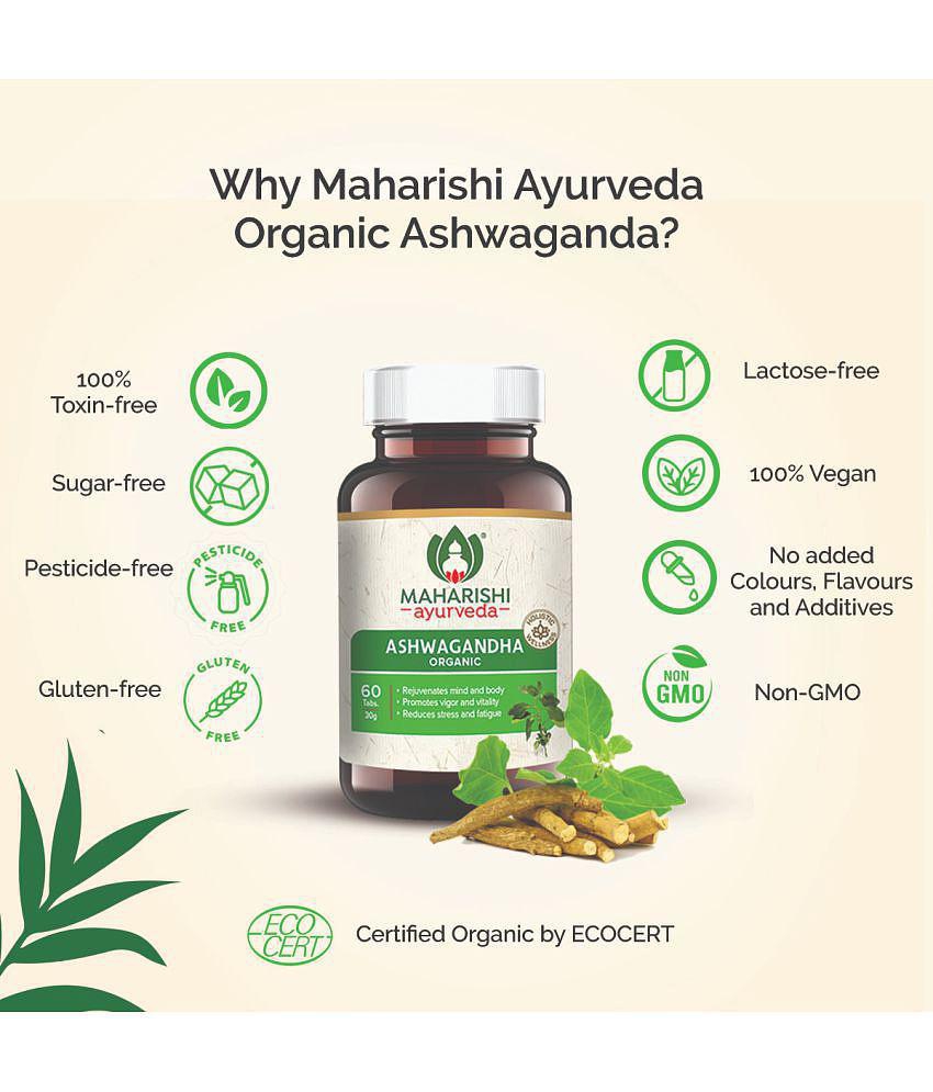 Maharishi Ayurveda Organic Ashwagandha Tablet (60 tab) pack of 2