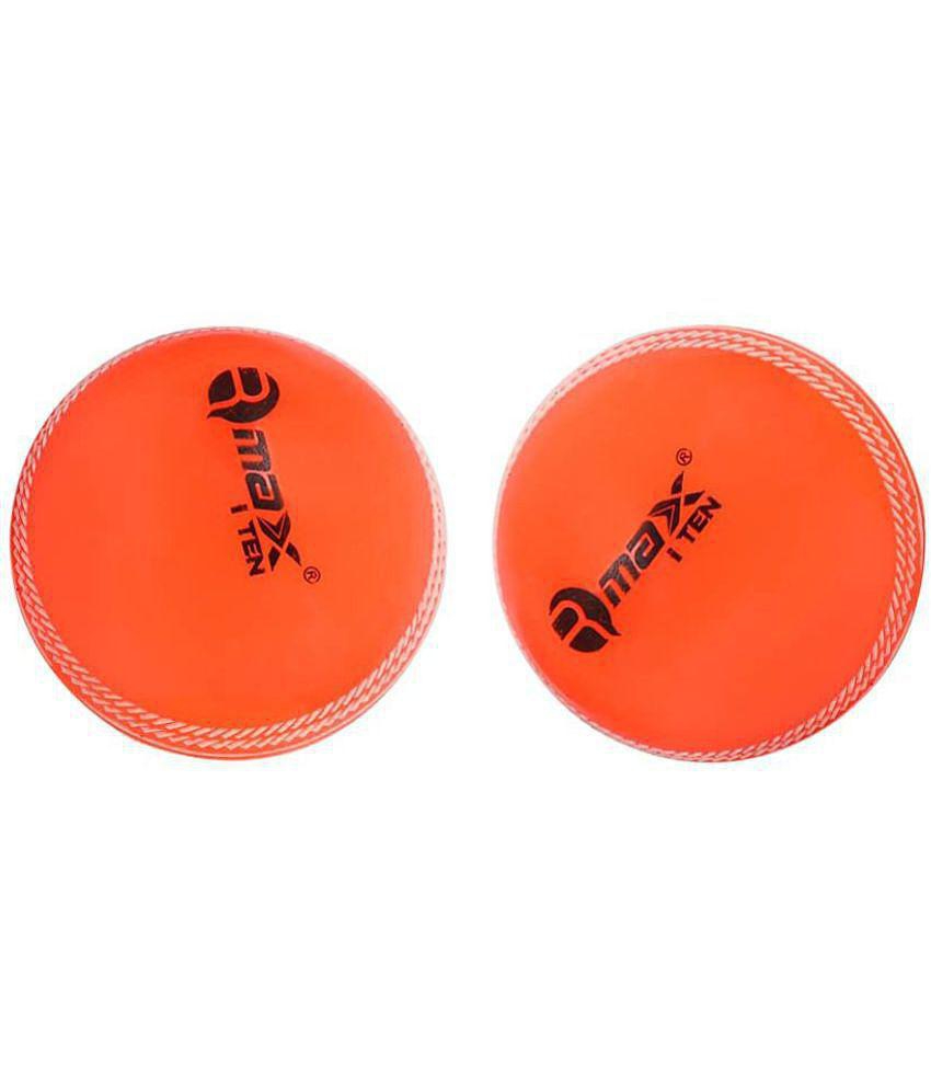 Rmax i-10 PVC Cricket Ball for Practice, Training, Matches for All Age Group (Knocking Ball, Hard Shot Ball, i-10 Soft Ball) (Orange, Pack of 2) - M(Youth)