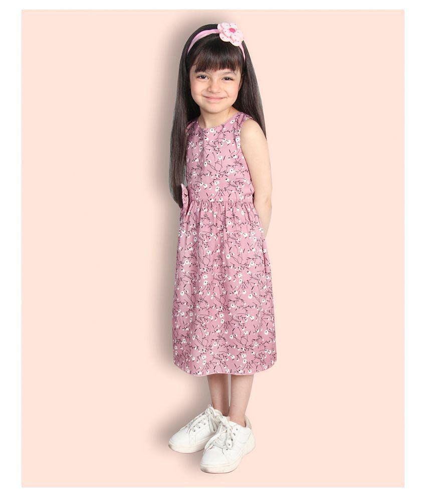 Premium Men Addyvero - Pink Cotton Girls Fit And Flare Dress ( Pack of 1 ) - None 2025 at ShopCi