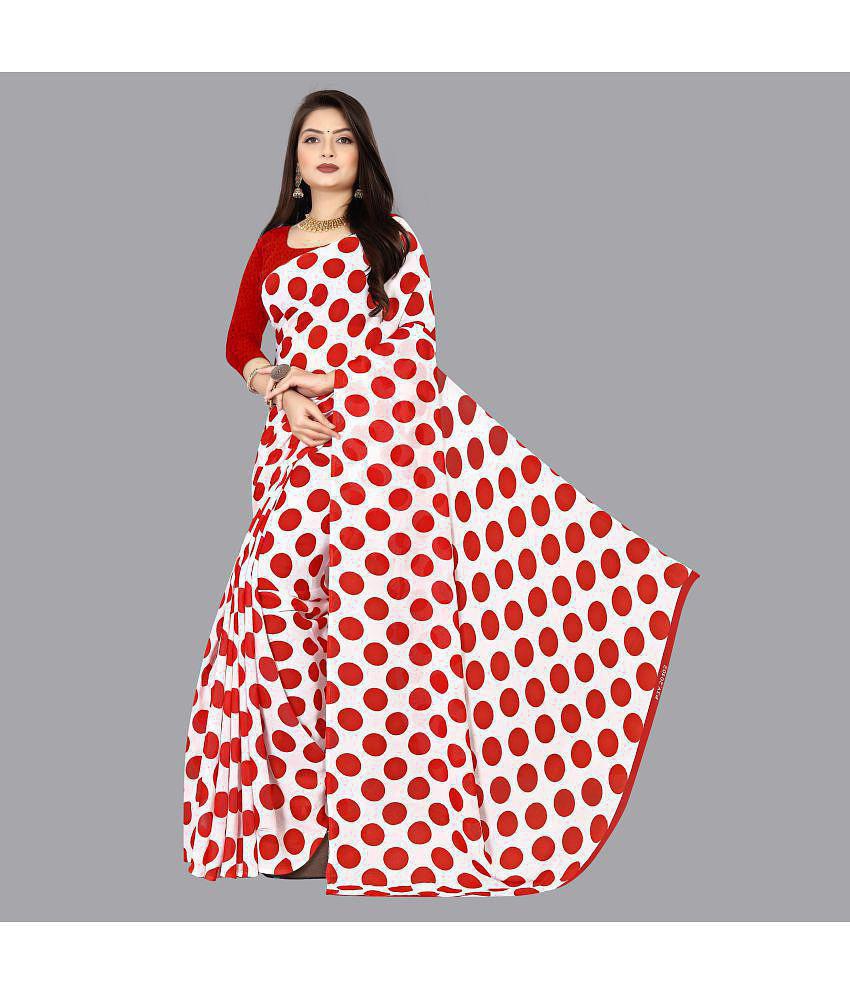 Anand Sarees - Red Georgette Saree With Blouse Piece ( Pack of 1 ) - Red