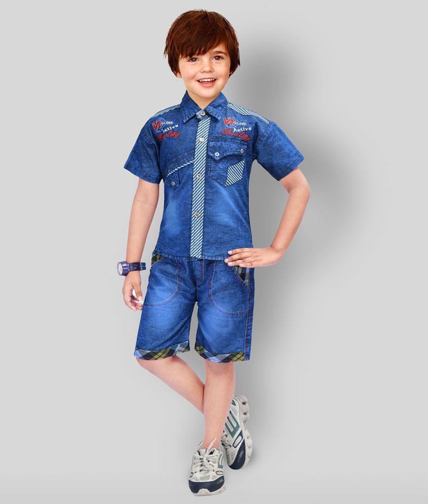 Trendy Men NewCollections - Blue Denim Boy's Shirt & Shorts ( Pack of 1 ) - None 2025 at ShopCir