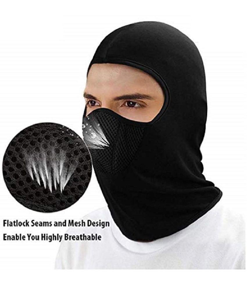 HORSE FIT Full Face Cover Cotton Reuseable Dust Protection Biker Face Mask - All Outdoor Activity Bike riding sports activity (Black, Without Valve, Pack of 1) for Men & Women - One Size