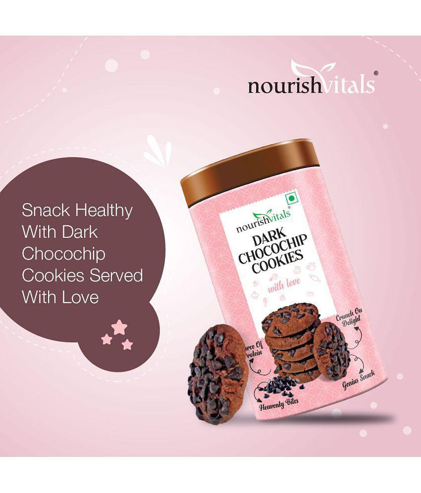 NourishVitals Dark Chocochip Chocolate Cookies, Heavenly Bites, Source of Protein, Crunchy Delights, Genius Snack, 120g