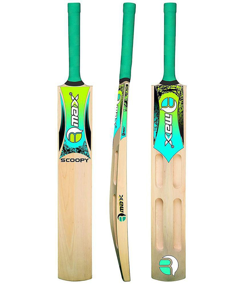 Rmax Light Green Tennis Ball Kashmir Willow Cricket Bat with Scoop Design - Full Size