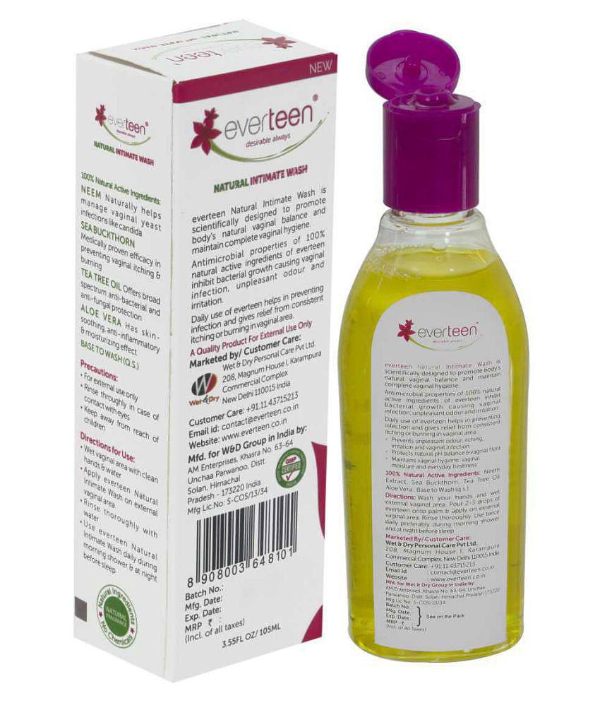 everteen Natural Intimate Wash for Feminine Hygiene in Women - 2 Packs (210ml Each)