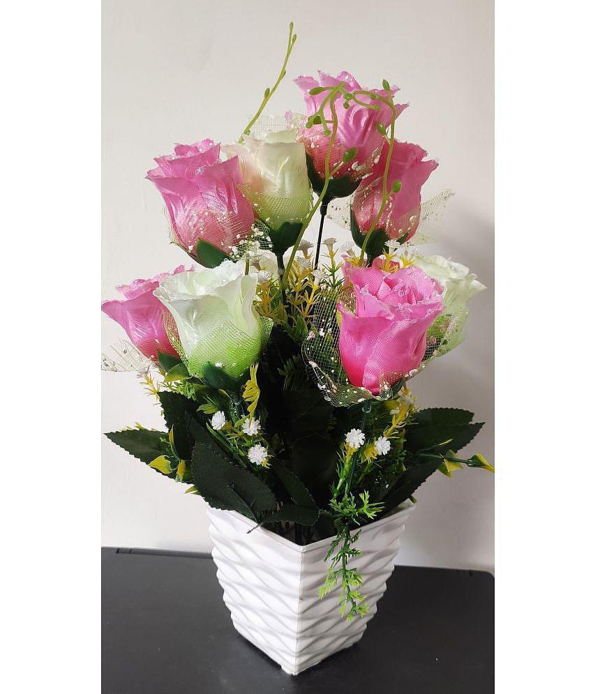 BAARIG - Pink Rose Artificial Flower ( Pack of 1 )