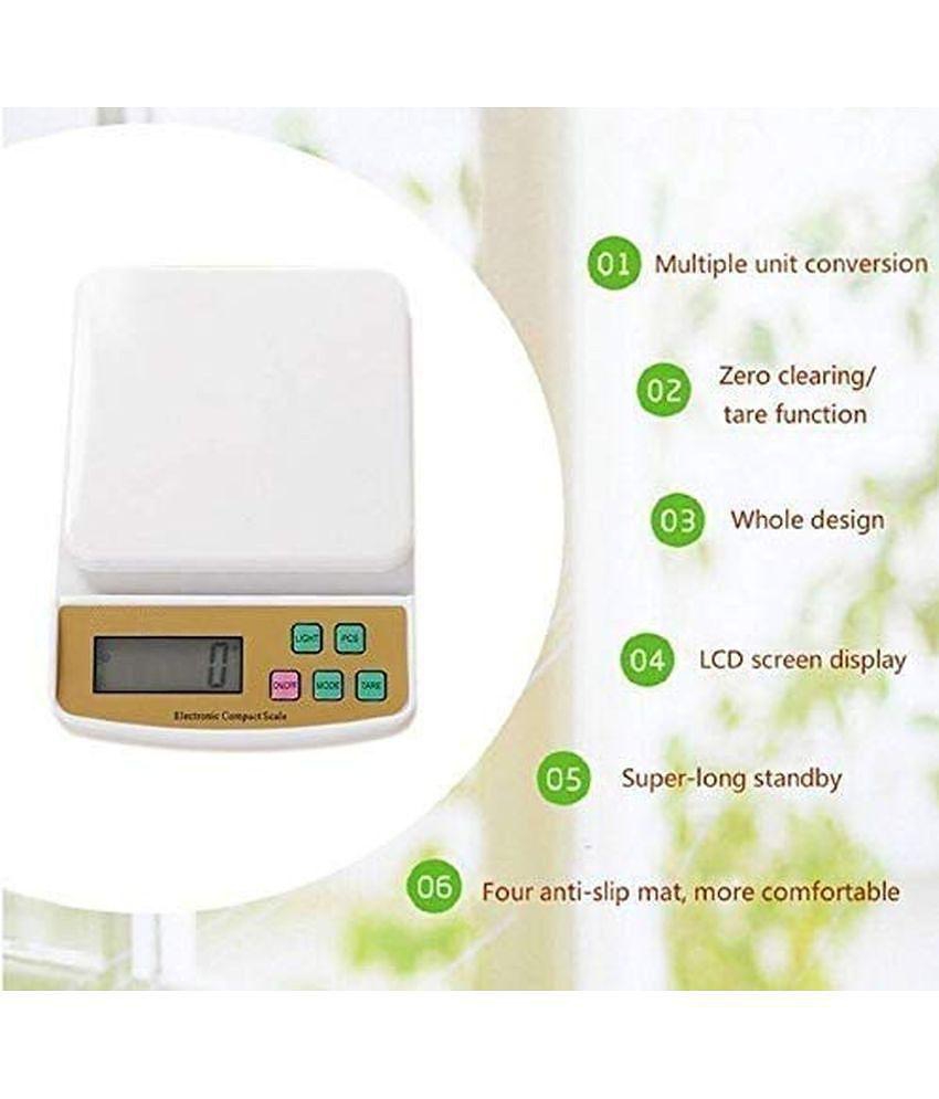 Gatih Multipurpose Kitchen Digital Weighing Scale (SF-400A) 10 Kg White