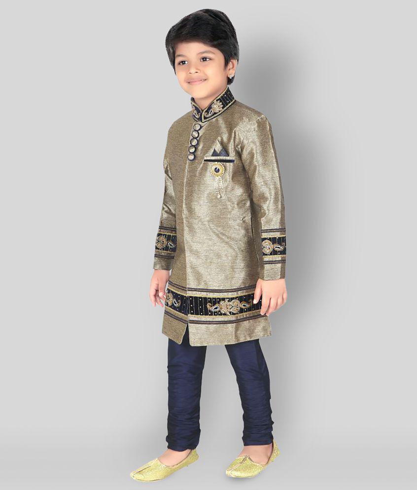 Ahhaaaa Kids Ethnic Indo-Western Sherwani and Breeches Set for Boys - None