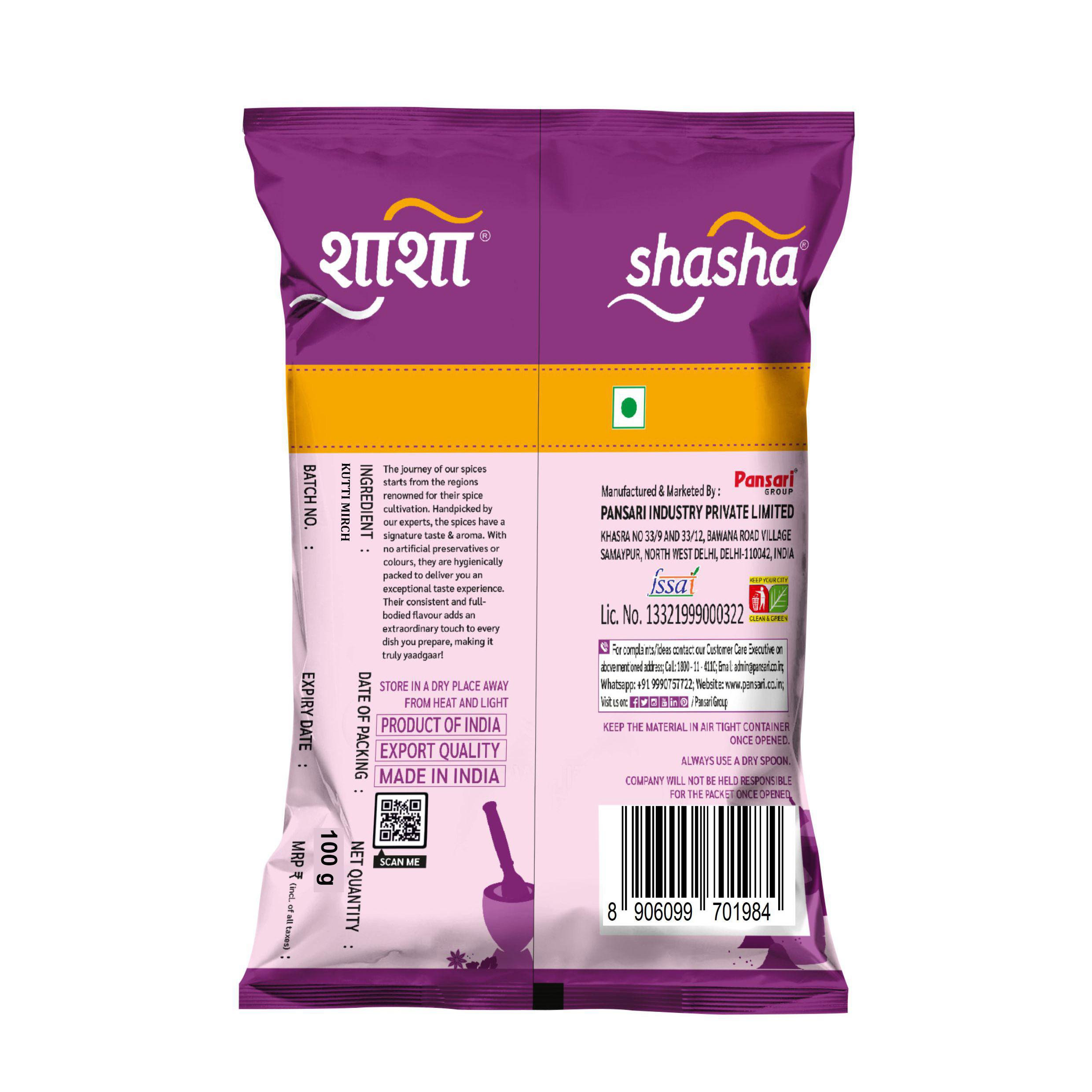 SHASHA -  KUTTI MIRCH - 100G