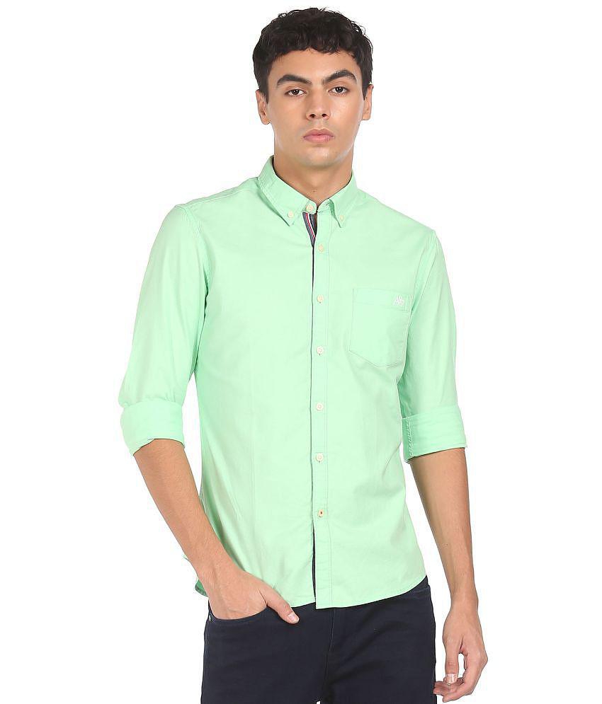 Aeropostale - Cotton Blend Regular Fit Green Men's Casual Shirt ( Pack of 1 ) - None