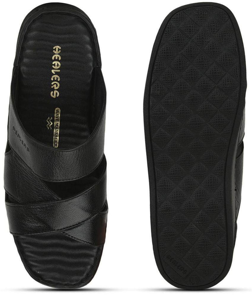 Luxurious Men Liberty - Black Mens Leather Slipper - None 2025 at ShopCircuit | ONDC