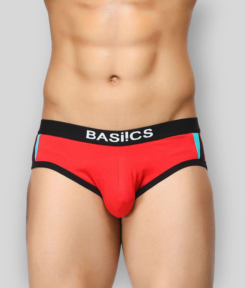 BASIICS By La Intimo - Multicolor Cotton Blend Men's Briefs ( Pack of 2 ) - M, Maroon