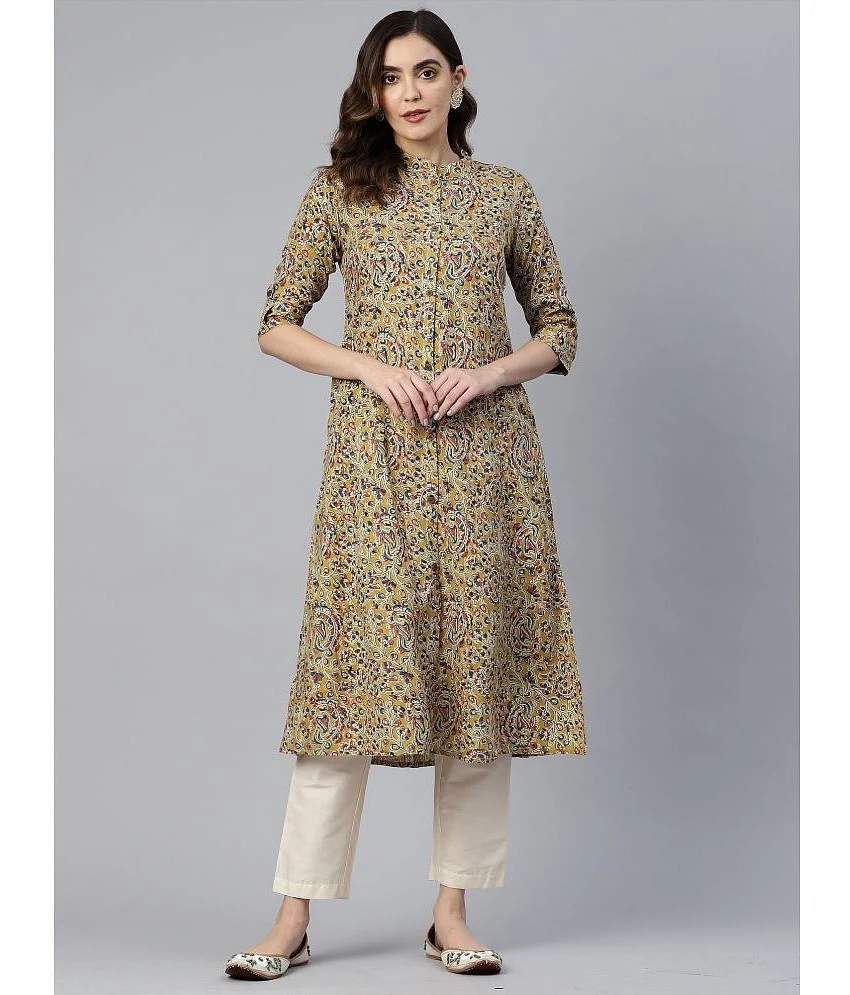 Buy Online Plo Vbuyz - Yellow Cotton Womens Front Slit Kurti ( Pack of 1 ) - None