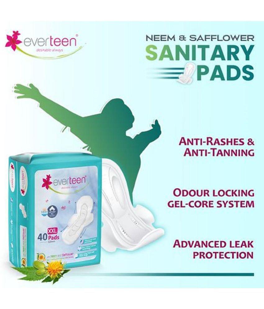 Everteen combo 40 XXL Dry Sanitary Pads with Free Period Pain Relief Roll-On, 5ml (Pack of 2)