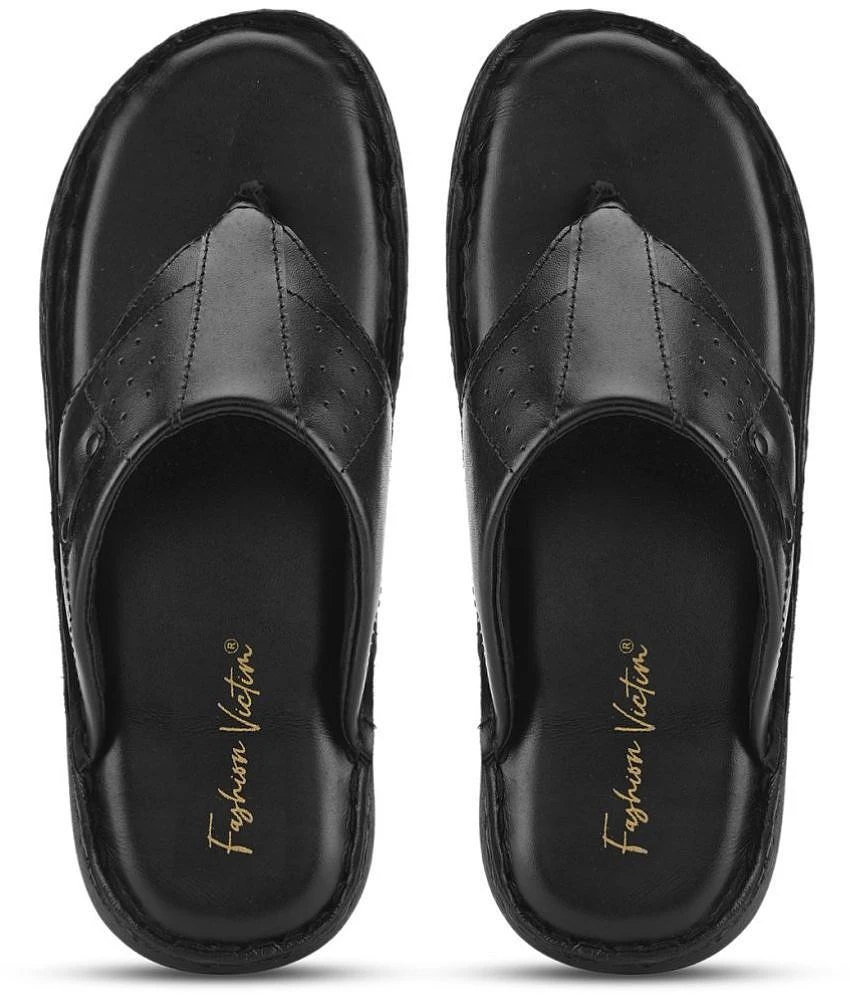 Chic Men Fashion Victim Black Mens Leather Slipper - None 2025 at ShopCircuit | ONDC