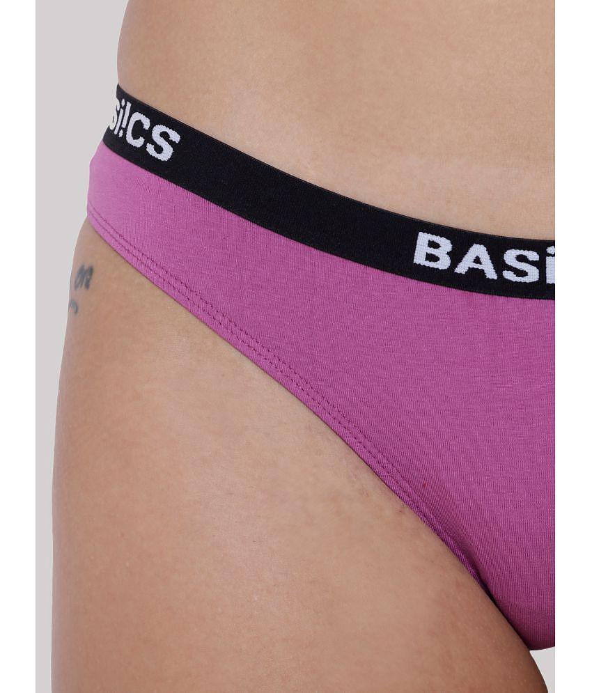 Affordable Men BASIICS By La Intimo - Purple BCPBR08 Cotton Lycra Solid Womens Bikini ( Pack of 
